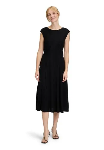Betty & Co Damen Jerseykleid ohne Arm Schwarz, 38 - Elegantes Midi Kleid für Damen mit glitzerndem Stoff. Taillierte Passform und raffinierter Reißverschluss – ideal für Partys und besondere Anlässe.