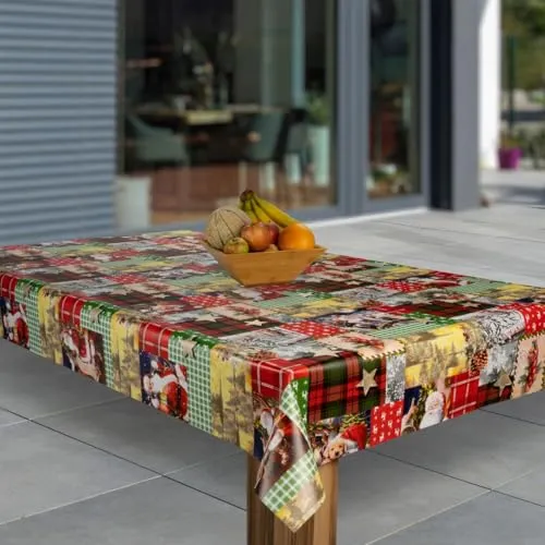 laro Wachstuch-Tischdecke Sterne Weihnachten Weihnachts-Motive PVC Wachstischdecke Eckig Meterware Wasserabweisend Abwischbar |20|, Muster:Weihnachten Collage Sterne Socken, Größe:100x180