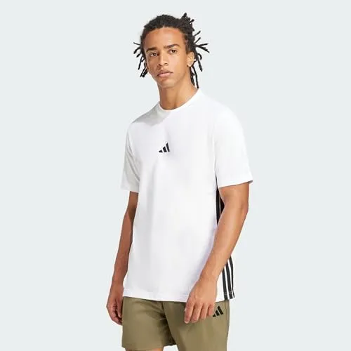 adidas Herren Essential Three Stripes Tee, White/Black, L von adidas