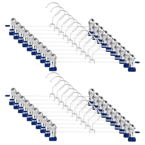 Stück Hosenbügel Klemmbügel, Ungefähr 30cm Kleiderbügel Hosen Metall, Kleiderbügel Hose,Hosenkleiderbuegel Haken,mit 360° Drehbar Haken,Lagerung für den Hausgebrauch Hosenhalter Rockhalter,Blau 20