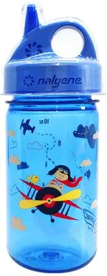 Nalgene Grip-n-Gulp Sustain Kindertrinkflasche mit Motiv, 350ml, Flugzeug