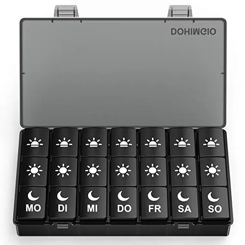 Tablettenbox 7 Tage 3 Fächer, Pillendose Pillendose Morgens Mittags Abends 21 Fächer Pillenbox Medikamentendosierer