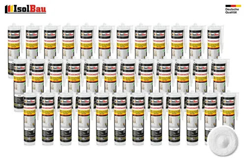 Fassadenacryl Strukturacryl Weiss 36 x 300ml - Plastoelastische Dichtmasse - Dichtstoffe & Fugenmittel, ideal für innen und außen, geruchsneutral und sehr gut verarbeitbar, mit einer Reichweite von ca. 6 m für langlebige Ergebnisse.