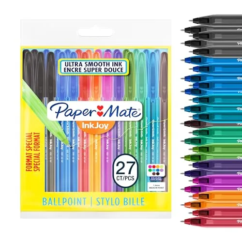 Paper Mate InkJoy 100ST Kugelschreiber | mittlere Spitze (1,0 mm) | farblich sortiert | 27 Stück