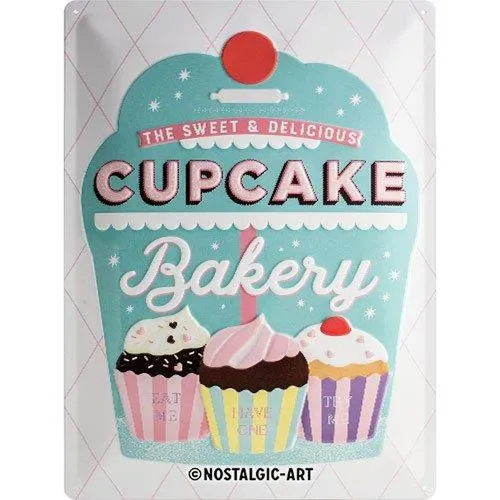 Nostalgic-Art Bar Küche Blechschild 30x40cm - Cupcake Bakery - Vintage Metallschild für Küche und Café, gewölbt mit 3D-Effekt, ideal für ein nostalgisches Ambiente.