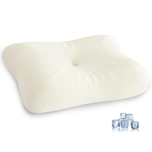 Kavier Ergonomisches Nackenkissen zur Entlastung Orthopädisches Memory Foam Kissen für HWS-Unterstützung – Konturkissen mit kühlendem Bezug Höhenverstellbar für Seiten Rücken-Bauchschläfer (60x40cm)