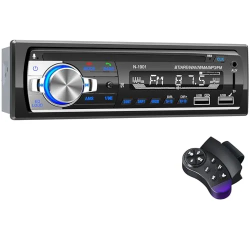 Autoradio Bluetooth 5.0, Wistrue Auto Radio für Freisprecheinrichtung | Autoradio Bluetooth FM 1 Din Autoradio mit 2 USB, AUX, SD, MP3/WMA/WAV, iOS/Android/Lenkradfernbedienung, 18 Senderspeicher