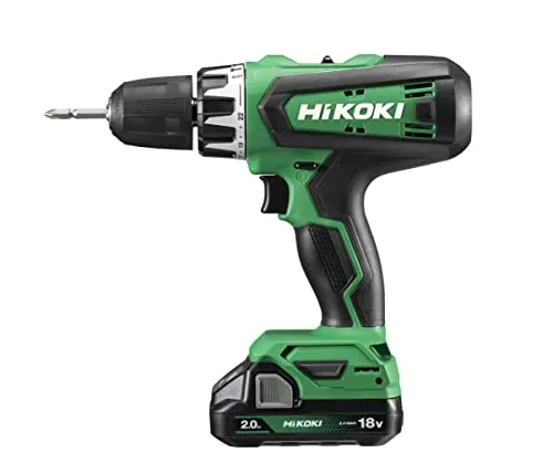 Hikoki Akku-Schlagbohrschrauber DV18DF (2,0) - Akkuschrauber mit 18V Leistung und 2x2,0 Ah Akkus, ideal für präzises Arbeiten dank 22-fach verstellbarem Drehmoment und LED-Beleuchtung.