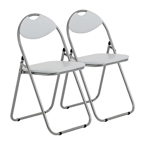 Harbour Housewares Gepolsterte Klappstühle - leicht zu verstauende Metallrahmen-Büroschreibtisch-Schlafzimmer-Sitzgelegenheit - maximale Belastung: 114 kg - Weiß - 2er-Pack
