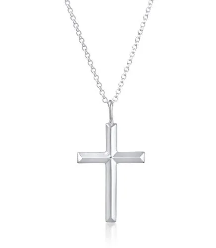 Kuzzoi Herren Halskette mit Kreuz Anhänger aus 925 Sterling Silber - Ketten für Herren, massive 60 cm lange Kette aus hochwertigem 925er Sterlingsilber mit glänzend poliertem Kreuz-Anhänger – ideal als Geschenk für Männer.