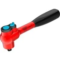 Feinzahn-Umschaltknarre 8816HPKV, schutzisoliert rot - Handwerkzeug, bietet einen Betätigungswinkel von nur 4° für präzises Arbeiten und ist ideal für enge Platzverhältnisse.