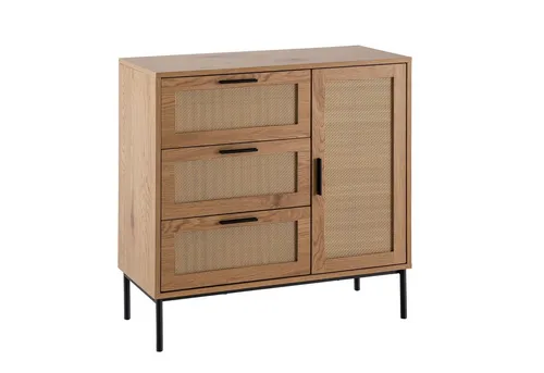 Wohnling Kommode WL6.877 – Modernes Sideboard aus Eiche und Rattan