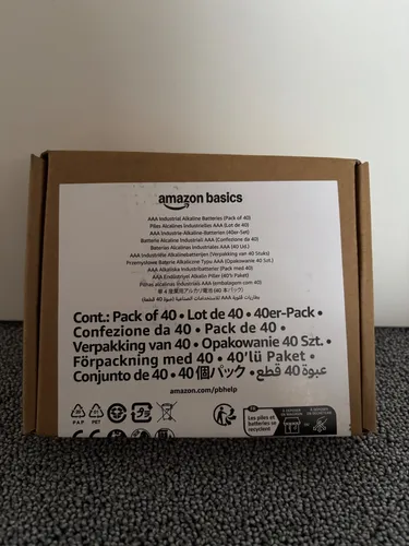 Amazon Basics AAA-Alkali-Batterien, 1,5 V, 40 Stück - Zuverlässige AAA-Alkali-Batterien mit einer Lagerfähigkeit von 5 Jahren. Ideal für den täglichen Einsatz in verschiedenen Geräten.