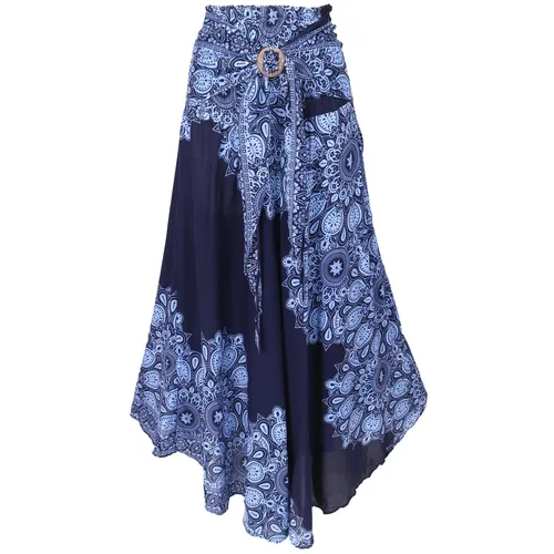 Boho Sommerrock Maxirock im Hippie Chic in blau von Guru-Shop