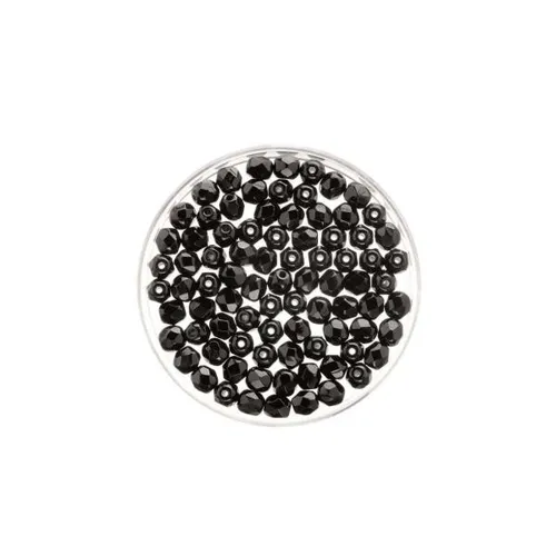 Glorex Glasschliff Perlen 4 mm 100 Stück, schwarz Schmuckbasteln