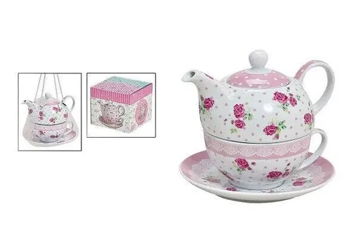 G. Wurm Teekanne Set Rosen - Porzellan Tasse und Teller - Elegantes Teekannen-Set aus hochwertigem Porzellan mit Rosendesign, perfekt für stilvolle Teestunden.