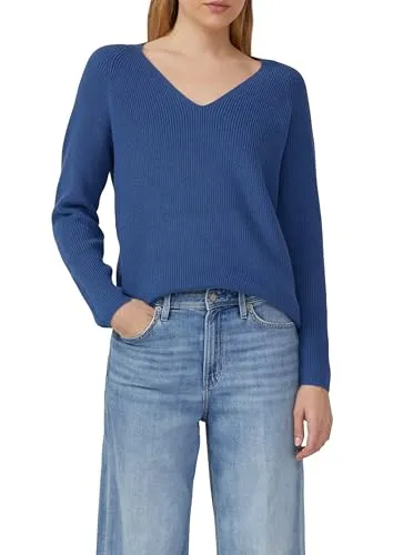 S.OLIVER Strickpullover Damen, Gr. 36, dusty indigo - Stylischer Damen-Pullover in dusty indigo, taillenbedeckend, mit V-Ausschnitt und langem Arm. Aus atmungsaktiver Baumwollmischung, ideal für den casual Look.