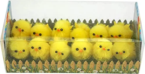 Stück Chenille flauschige Küken gelbe Osterhaube dekorative Küken, entzückende niedliche Osterküken für Frühlingskorb und Trilby-Dekorationen, Größe: 3,6 cm 12