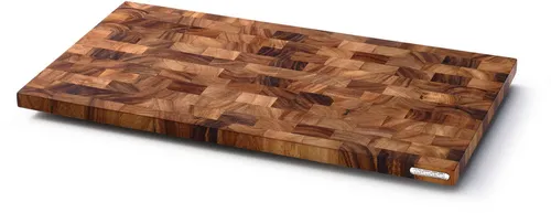 Continenta Schneidebrett Stirnholz aus Akazienholz, 54 x 29 cm - Hackbrett aus hochwertigem, geöltem Akazienholz mit antibakterieller Wirkung und rutschhemmenden Gummifüßen für sicheren Stand.