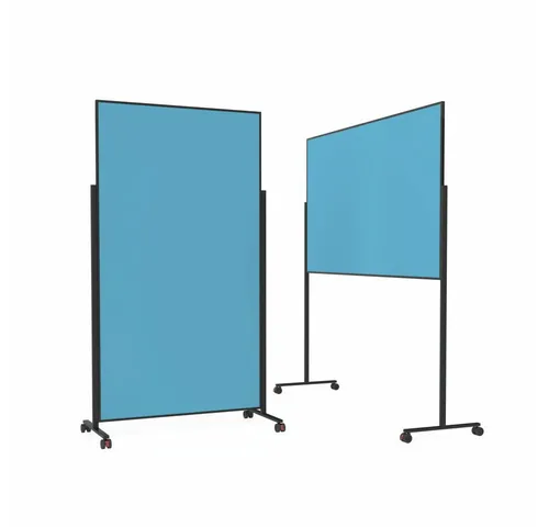 Magnetoplan Moderationstafel Design VarioPin, 100 x 180 cm, türkis - Anzeigetafel mit doppelseitiger, flammhemmender Filzoberfläche, mobil durch 4 feststellbare Rollen, ideal für flexible Präsentationen und Meetings.