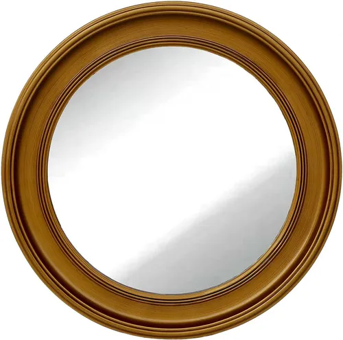 dasmöbelwerk Wandspiegel »Schlicht« Ø60 cm in Gold - Eleganter runder Wandspiegel im Landhaus-Stil mit echtem Holzrahmen. Ideal für Flur und Ankleidezimmer, bringt er Glanz und Stil in jeden Raum. Inklusive vormontierter Aufhängung, Durchmesser 60 cm.