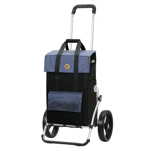 Andersen Einkaufstrolley - klappbar - 43 Liter - mit Kühlfach - Aufhängung für Einkaufswagen - belastbar 50 kg - Aluminium - Trolley - 3-Speichen-Rad Ø 25 cm - Royal Shopper Vektor blau