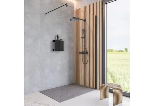 Schulte Walk-in-Dusche Alexa Style 2.0 Duschwand - 90x200 cm, Klar Hell, Sicherheitsglas, (1 tlg), mit fixil-Glasversiegelung, Spritzschutz