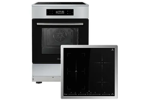 KKT KOLBE Standherd Herdset 60cm mit Induktionskochfeld - Herdset mit 10 Heizfunktionen und Flex-Zone für individuelle Kochmöglichkeiten. Die 2-fach Wärmeschutzverglasung sorgt für Sicherheit, während Teleskopauszüge die Handhabung erleichtern.