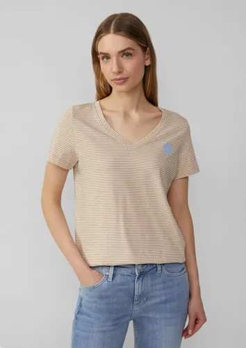 s.Oliver Kurzarmshirt T-Shirt T-Shirt mit V-Ausschnitt und Print-Detail