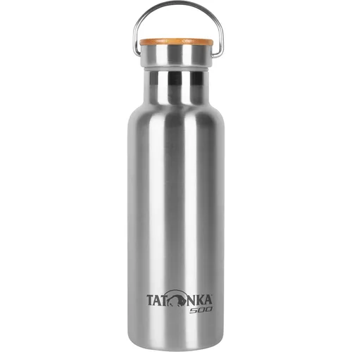Tatonka Hot + Cold Stuff Bamboo Lid 500 - Isolierflasche - Edelstahl-Isolierflasche mit 500 ml, bruchsicher und ideal für warme und kalte Getränke. Nachhaltiger Bambusdeckel und BPA-freie Silikondichtung für sicheres Trinken.