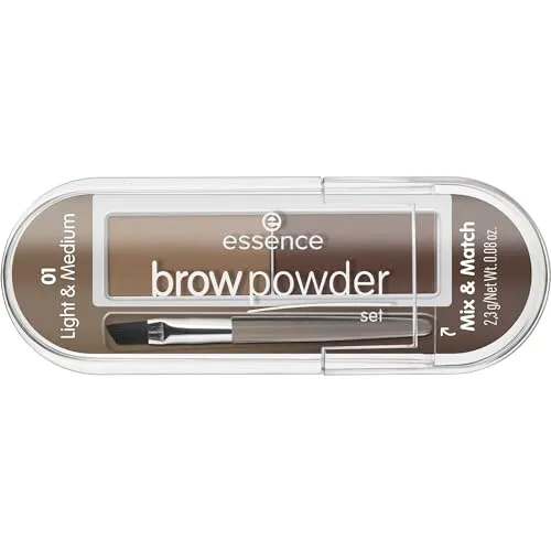 Produktbild essence cosmetics brow powder set, Augenbrauen, Nr. 01 light ; medium, mehrfarbig, 2 Braun-Töne, definierend, sofortiges Ergebnis, matt, vegan, Mikroplastik Partikel frei, Nanopartikel frei (2,3g)