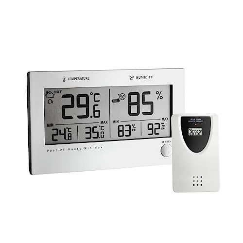 TFA Thermo-Hygrometer 30.3049 TWIN PLUS, digital - Thermometer für Innen & Außen mit großem LC-Display, Außensensor und Komfortanzeige für optimales Raumklima. Ideal zur Überwachung von Temperatur und Luftfeuchtigkeit.