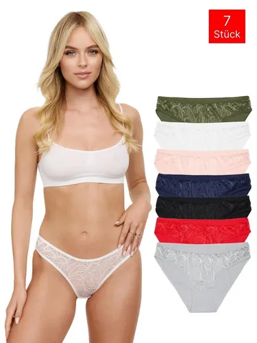 Tazzio Bikinislip 7er-Pack Damen Bikini Slip Unterhose F911 (Packung, 7-St., 7er-Pack) zeitlose und moderne Slips