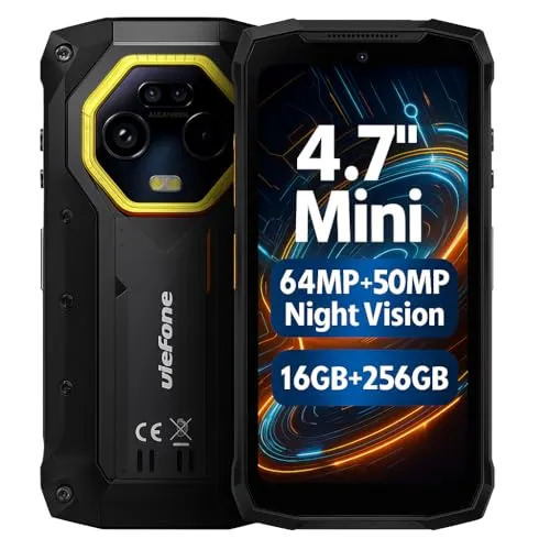 Ulefone Armor Mini 20 4G Outdoor Smartphone, Palmgröße, Helio G99 16GB+256GB, 6200mAh Akku Wireless Charge, 64MP+50MP Nachtsichtkamera, 4,7