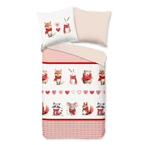 TRAUMSCHLAF Bettwäsche Fuchs Hase, Flanell - Bettwäsche-Set aus besonders weichem Flanell, ideal für kuschelige Winternächte. Temperaturausgleichend und hautsympathisch für erholsamen Schlaf.