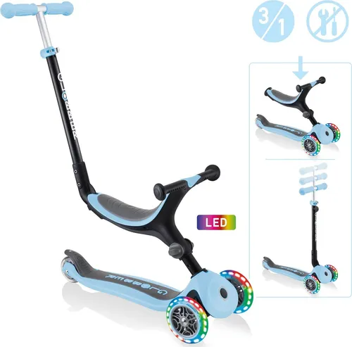 Go-Up Foldable Lights Scooter blau - Roller / Kickboards, dreirädrig für hohe Stabilität, Tragkraft bis 50 kg, ideal für Kinder von 15 Monaten bis 7 Jahren.