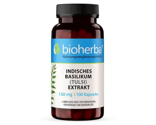 BIOHERBA R Indisches Basilikum (Tulsi) Extrakt 150 mg 100 Kapseln Nahrungsergänzungsmittel