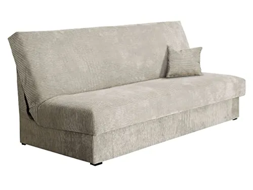 Schlafsofa Adela Mini Cord mit Bettkasten – 3-Sitzer Couch mit Schlaffunktion - Sofas & Couches – Elegantes Schlafsofa mit Bettkasten und absolut ebener Schlaffläche von 175x105 cm, ideal für Gäste. Kissen inklusive, Montage selbstständig.