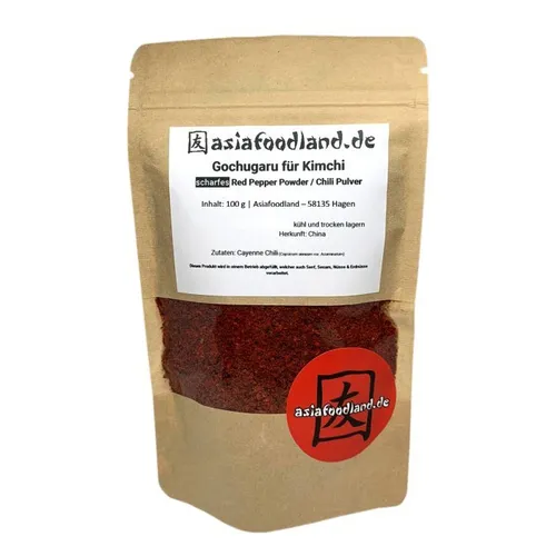 asiafoodland Gochugaru hot scharfes Chili Pulver  Kimchi 100g Powder rot chilli