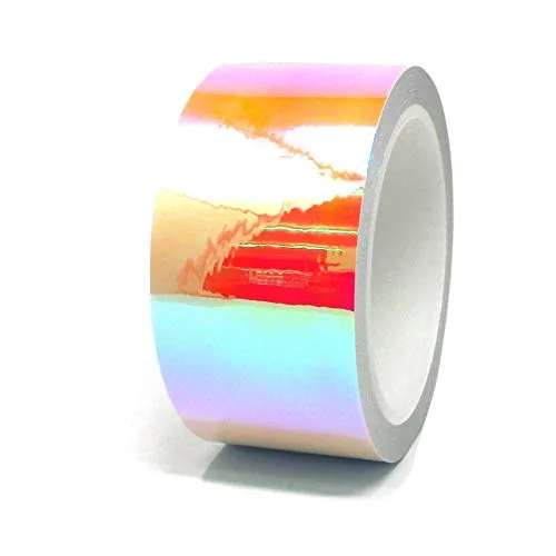 Meter Flip Flop Chrom Zierstreifen Basteln Effektfolie Hologramm Chameleon Auto Motorrad Modellbau Klebestreifen (FF1 Gelb/Rot, 40mm Breite) 10