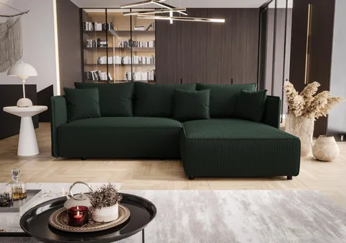 Bedante Ecksofa Grün, 3-Sitzer L-Form mit Ottomane