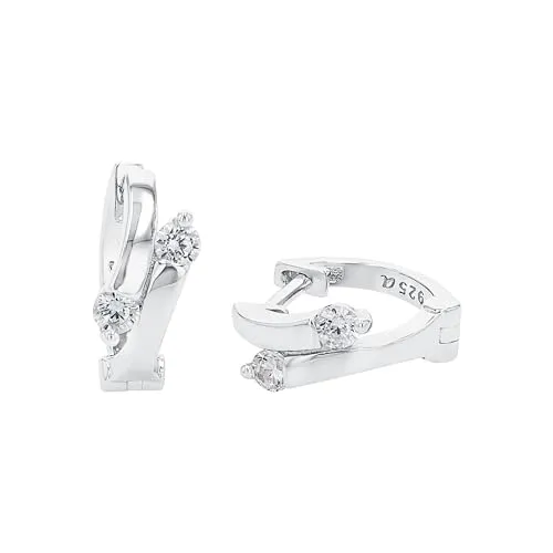 amor Damen Creole aus Sterling Silber 925 mit Zirkonia - Elegante Ohrringe für Damen, ca. 1,2 cm groß, aus rhodiniertem 925er Sterling Silber mit funkelnden weißen Zirkonia für strahlenden Glanz.