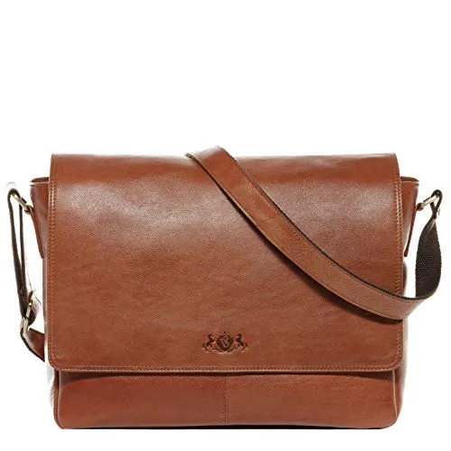 SID & VAIN große Laptoptasche Messenger Bag echt Leder - 15 Zoll Laptop Business-Tasche Spencer - Umhängetasche mit extra Laptop-Hülle - Ledertasche Herren Damen braun handgefertigt