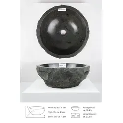 wohnfreuden Aufsatzwaschbecken Erosi Andesit Waschbecken 40 cm anthrazit (Kein Set), 125875_MBaS6.137 grau 125875_MBaS6.137 | 41 cm x 16 cm x 41 cm