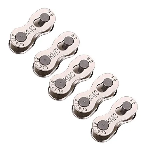 Dilwe Fahrrad Ketten Glieder, für alle 6/ 7/ 8/ 9/ 10 Fach, 5 Paar/Set, Silber, Stahl, Schnellverschluss