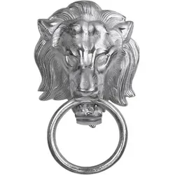 WOMO-DESIGN Handtuchhalter Löwenkopf mit Ring - Designer Türklopfer und Handtuchhalter aus vernickeltem Aluminium, verleiht Ihrem Badezimmer mit seinem einzigartigen Löwenkopf-Design einen edlen Akzent.