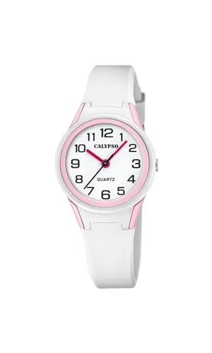 Calypso Jugenduhr Kautschuk weiß UK5834/1 - Armbanduhr für Jugendliche mit analoger Anzeige, robustem Kautschukarmband in Weiß und wasserdicht bis 100 m – ideal für aktive Kids!