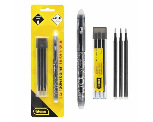Idena Tintenroller Idena Tintenroller radierbar schwarz 0,7mm - 3 Minen