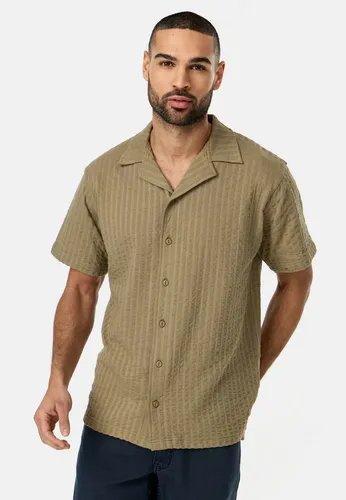 Indicode Kurzarmhemd INCrepe - Strukturstoff für perfekten Fit in Covert Green - Herren-Freizeithemden aus 100% atmungsaktiver Baumwolle, ideal für lässige Anlässe und mit einem besonderen Strukturstoff für den perfekten Fit.