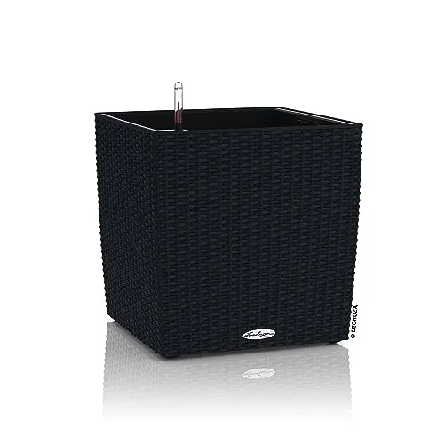 LECHUZA® Kunststoff-Topf Cube Cottage, quadratisch, Schwarz in schwarz von Lechuza